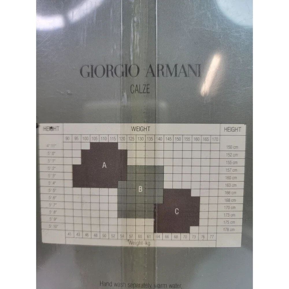 Giorgio Armani Calze Diamond Ice Tights Size A Black 8048 NOS Vintage Made USA